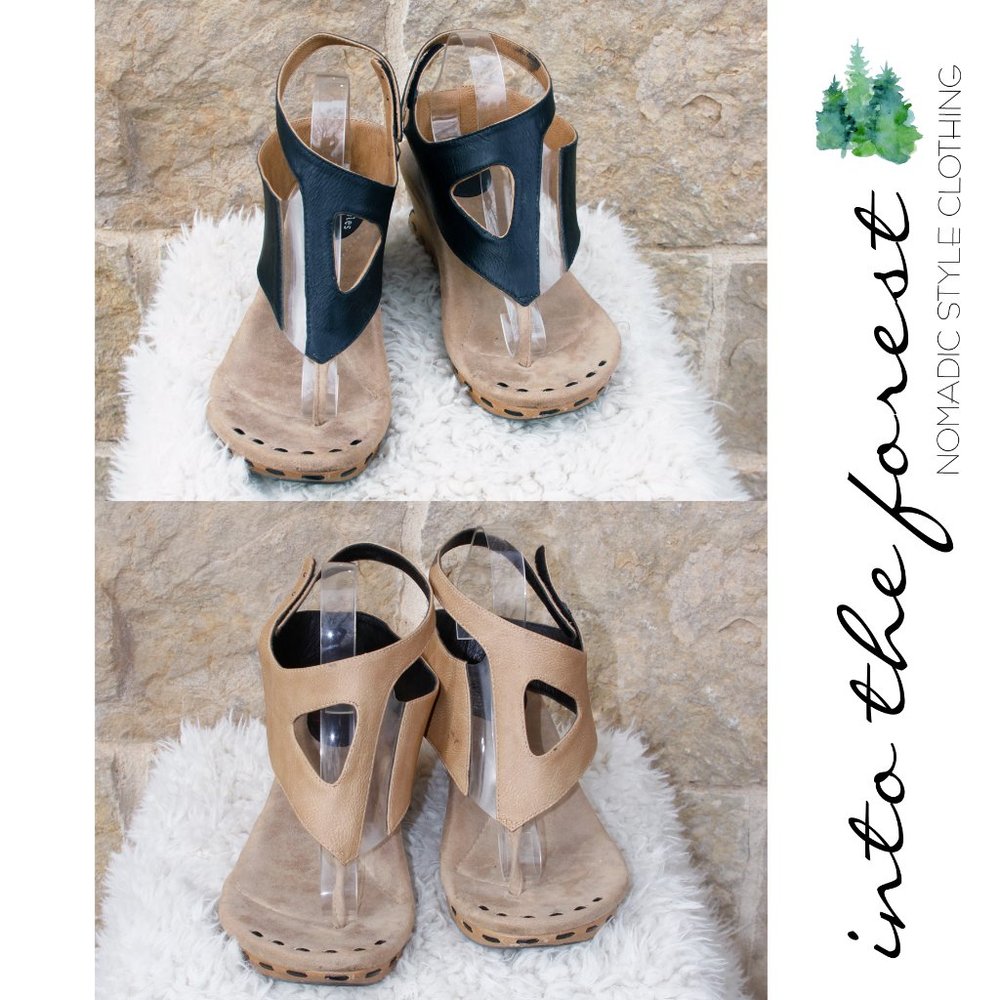 Modzori Venitia 1 Reversible 2-in-1 Wedge Sandals Beige flips to Black Size 12